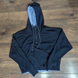 Athleta Women's Cropped Hooded 1/4 Zip Sweatshirt Size Small Navy Front Pocket